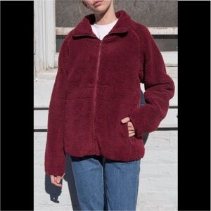 Brandy Melville Maroon Teddy Jacket